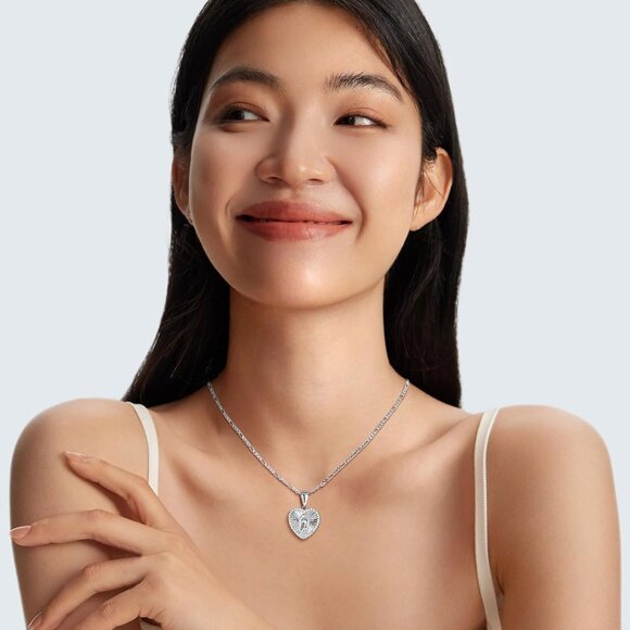 Catholic Virgin Mary Necklace 14K Gold Heart Zirconia Guadalupe Pendant Women - Picture 3 of 6